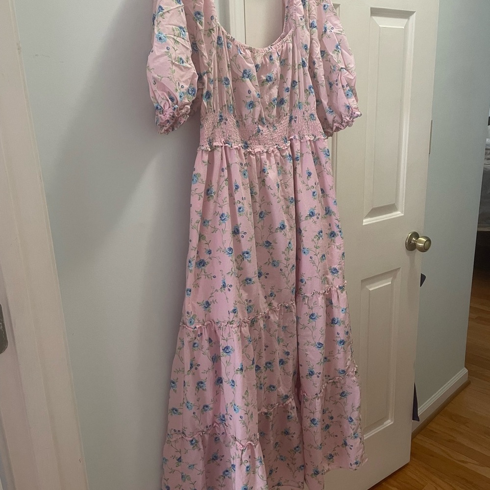 Love Shack Fancy for Target pink floral maxi dress